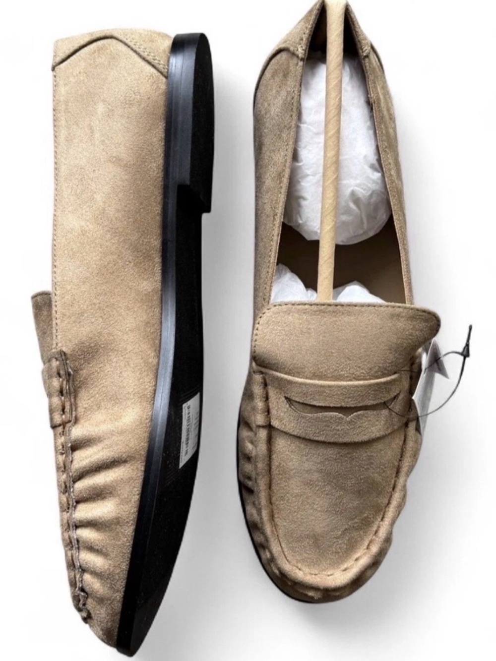 Banana Republic Taupe Vegan Leather Gathered Loafer Women's Size 8.5 new - Picture 3 of 9